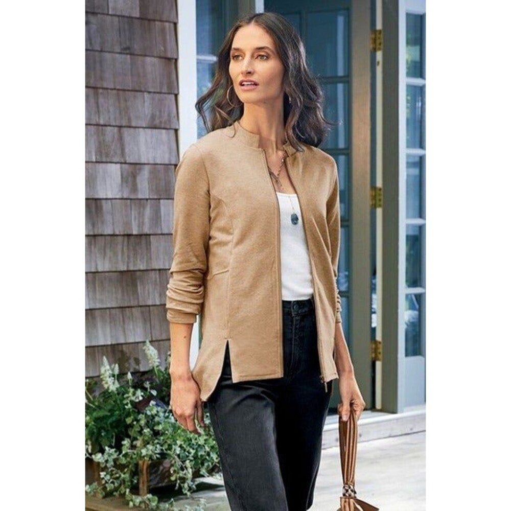 Soft Surroundings French Terry Jacket Warm Beige-NEW- SZ 3X